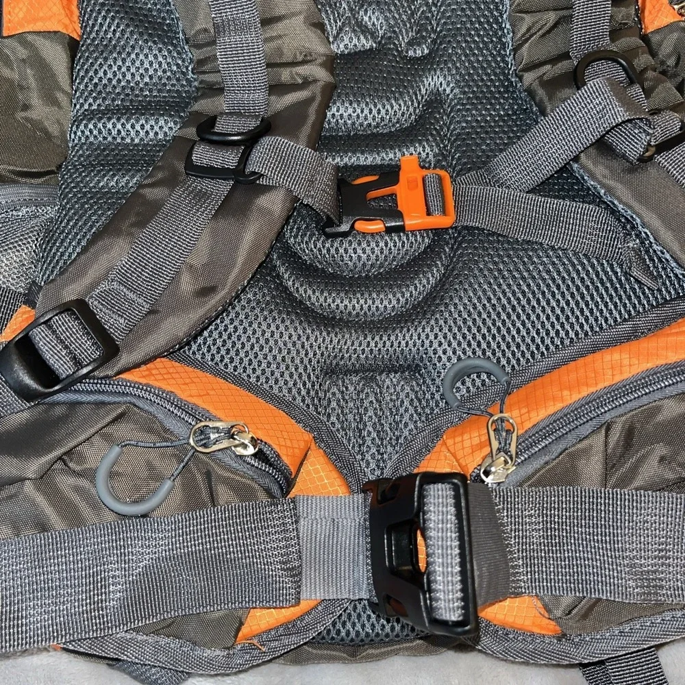 Feng Dong Backpack Waterproof Hiking Camping Travel for Men Women 40L Orange